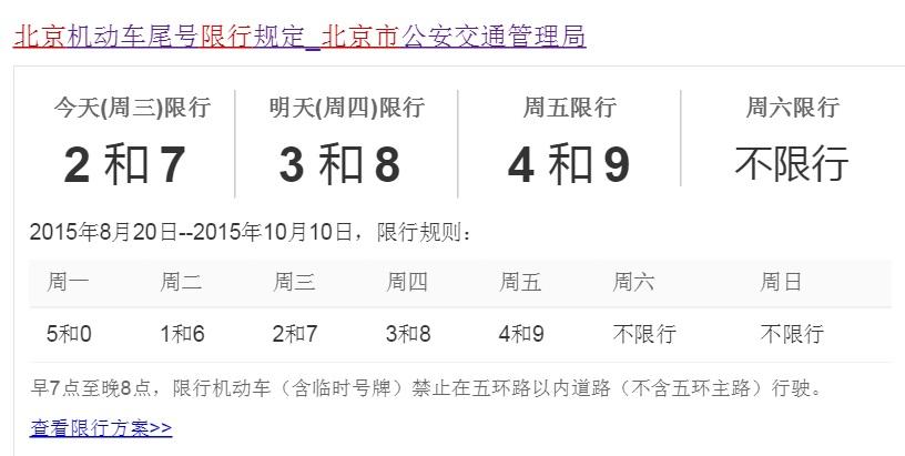 北京9月限行/北京市9月限行-第3张图片