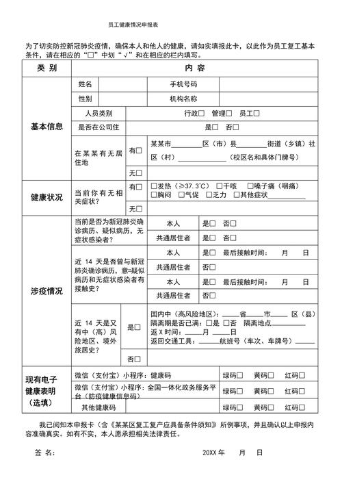 健康申报疫情/疫情健康申报表模板-第5张图片 健康申报疫情/疫情健康申报表模板-第5张图片