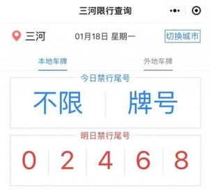 2017年三河最新限号-2017三河今天限号吗
